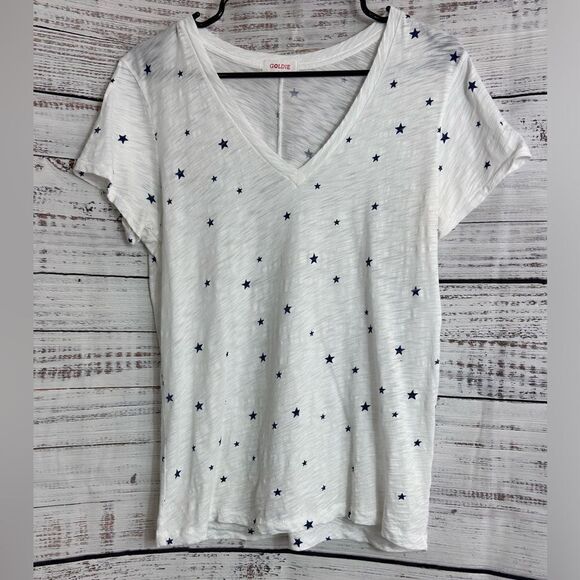 Agolde T shirt Womens size Medium V Neck stars Pima Cotton essential Casual - Picture 2 of 13